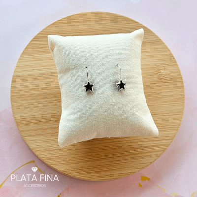 Aros Plata Estrella Circón Negro1