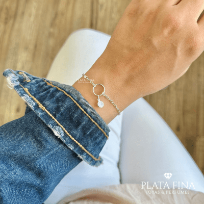 Pulsera Plata Argolla y Circonita1