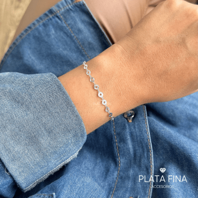 Pulsera Plata Discos Satinados1