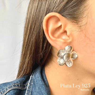 Aros Plata Rodinada Maxi Flor1