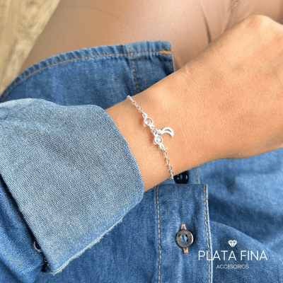 Pulsera Plata Luna con Circonitas Rosadas1