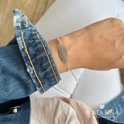 Pulsera Plata Hoja Calada1