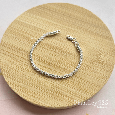 Pulsera Plata Rodinada Tejido Trenzada1