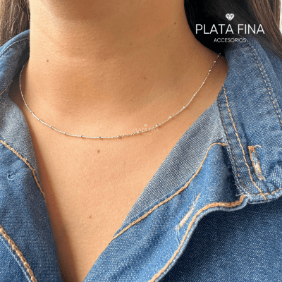 Cadena Plata Tejido con Mini Bolitas1