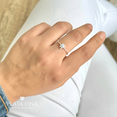 Anillo Plata Mini Flor Circonita1
