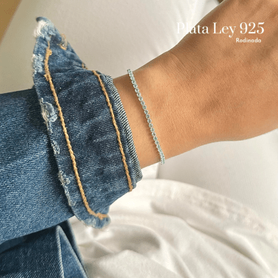 Pulsera Plata Rodinada Circón Verde Agua1