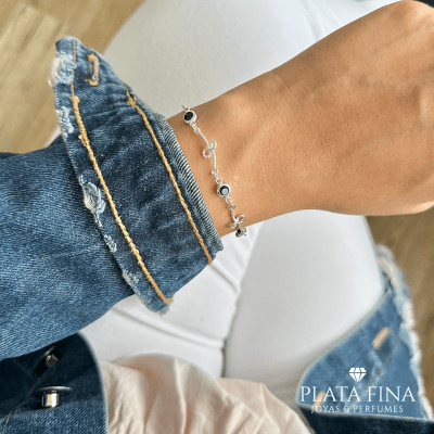 Pulsera Plata Infinito Negro1