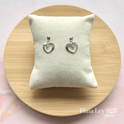 Aros Plata Rodinada Corazón y Circón1