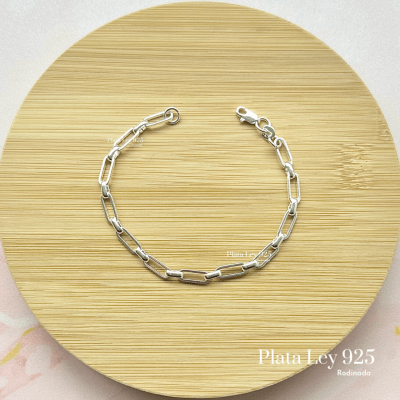 Pulsera Plata Rodinada Eslabones1