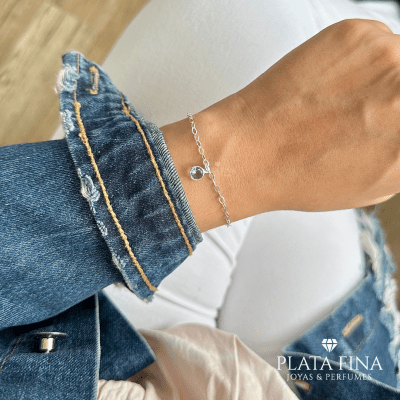 Pulsera Plata Punto Lila1