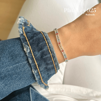 Pulsera Plata Rodinada Circones y Colores1