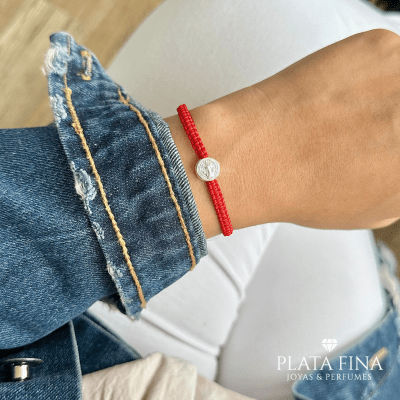 Pulsera Plata Hilo Roja1