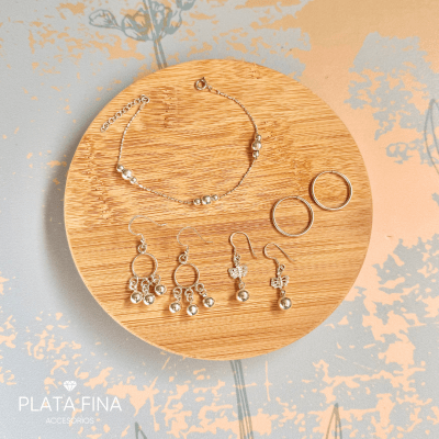 Set Plata Bolitas y Argollas1