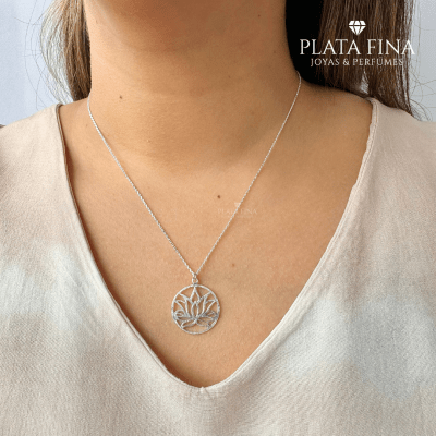 Collar Plata Flor de Loto Circular1