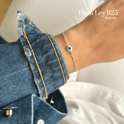Pulsera Plata Rodinada Ojo Turco1