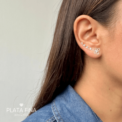 Aros Trepadores Plata Flor y Circonitas1