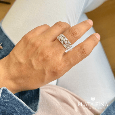 Anillo Plata Flores Cintillo1