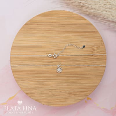 Collar Plata Flor con Circonita2