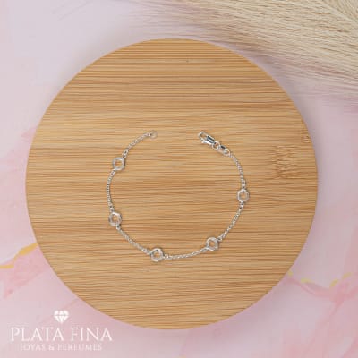 Pulsera Plata Rodinada Circón Blanco1