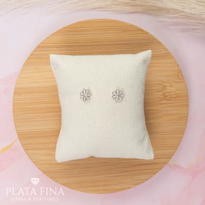 Aros Plata Rodinada Mini Flor1