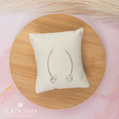 Aros Plata Largos con Corazón