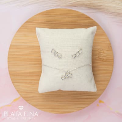 Conjunto Plata Cintillo Corazones1