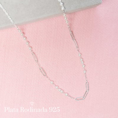 Collar Rodinado Perlitas y Satinado