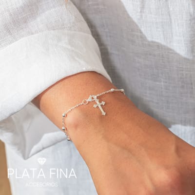 Pulsera Plata Denario y Bolitas1