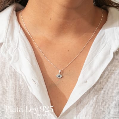 Conjunto Plata Rodinada Mini Ojo Turco1