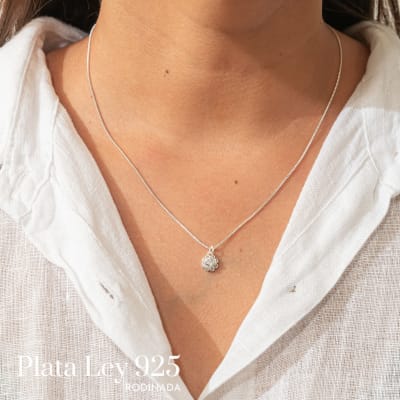 Conjunto Plata Rodinada Mini Flor y Circones1