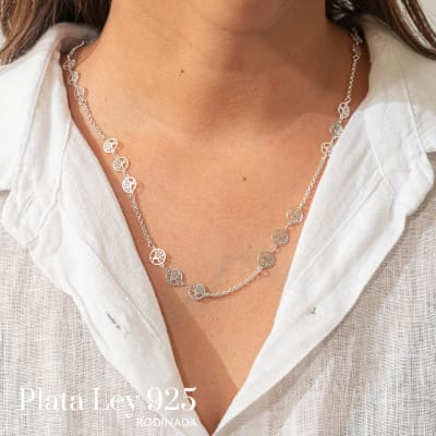 Collar Plata Rodinada Arbol Vida Maxi