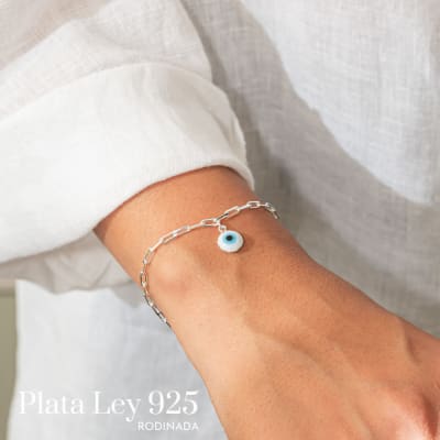Pulsera Plata Rodinada Ojo Turco Protector1