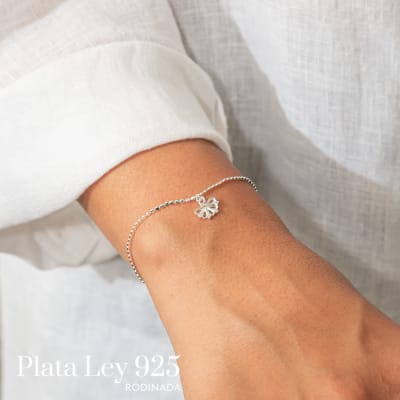 Pulsera Plata Rodinada Florcita con Circonitas1