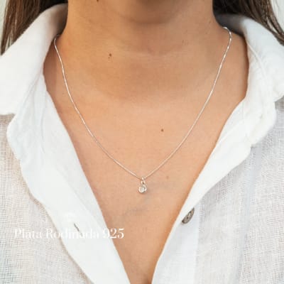 Collar Plata Rodinada Mini Punto Luz1