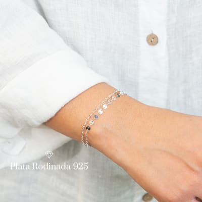 Pulsera Plata Rodinada Mini Sellos