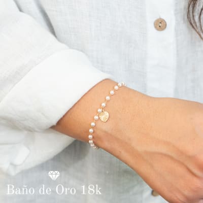 Pulsera Baño Perlitas con Corazón