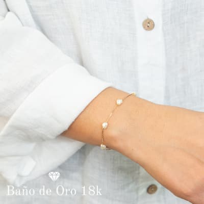 Pulsera Baño Diseño Corazón y Perlas1
