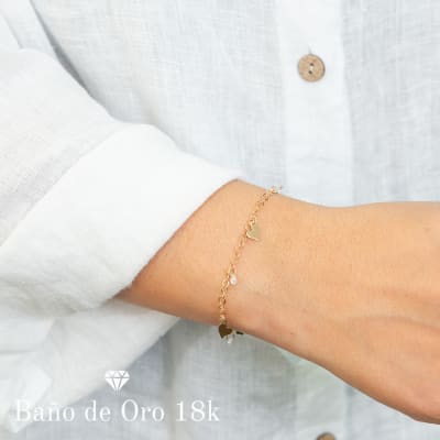 Pulsera Baño Dije Circonitas y Corazones1