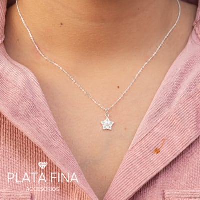 Collar Plata Mini Flor y Circonitas1