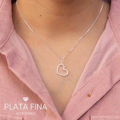 Collar Plata Corazón con Circonita1