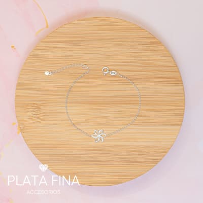 Pulsera Plata Flor con Circonitas1