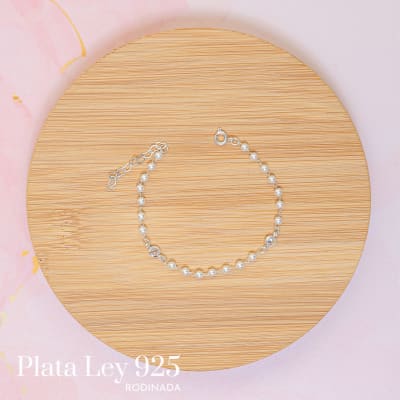 Pulsera Plata Rodinada Circonitas con Perlas1