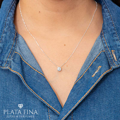 Collar Plata Rodinada Punto de Circonita1