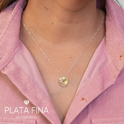 Conjunto Plata Corazón con Tornasol