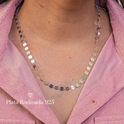 Collar Plata Rodinada Mini Sellos
