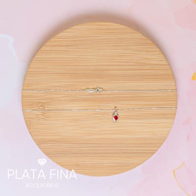 Conjunto Plata Punto de Luz Corazón Rojo2