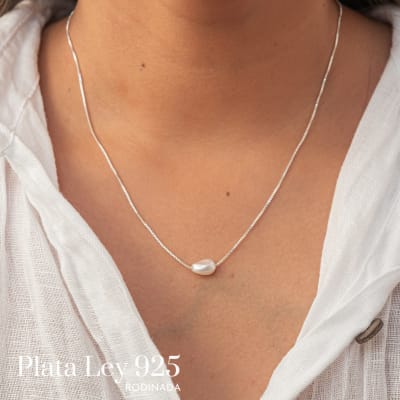 Collar Plata Rodinada Perla de Rio1