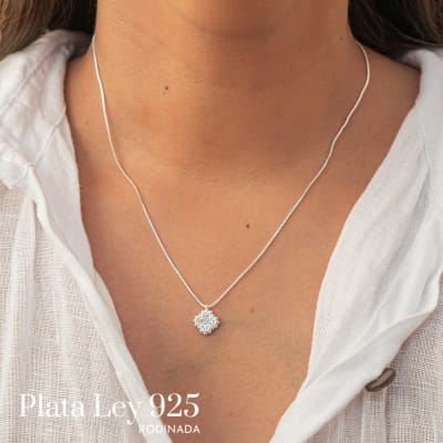 Collar Plata Rodinada Mini Trébol Cleef Circonitas1