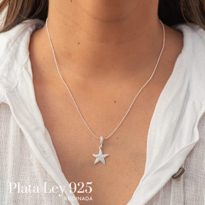 Collar Plata Rodinada Estrella de Mar Satinada1