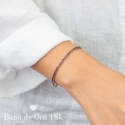 Pulsera Baño Circonitas Azul Zafiro